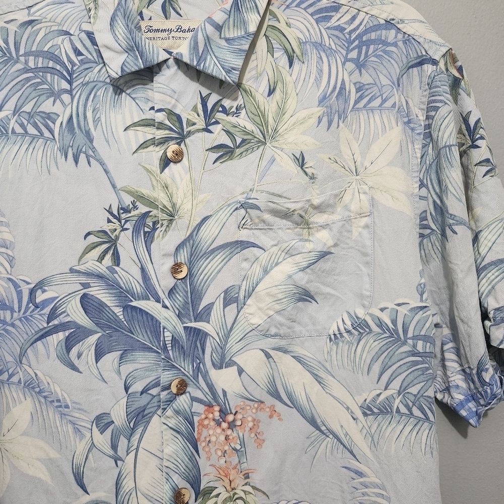 Tommy Bahama Heritage Tortola 100% Silk Original Fit Floral Blue Size S - Picture 2 of 8
